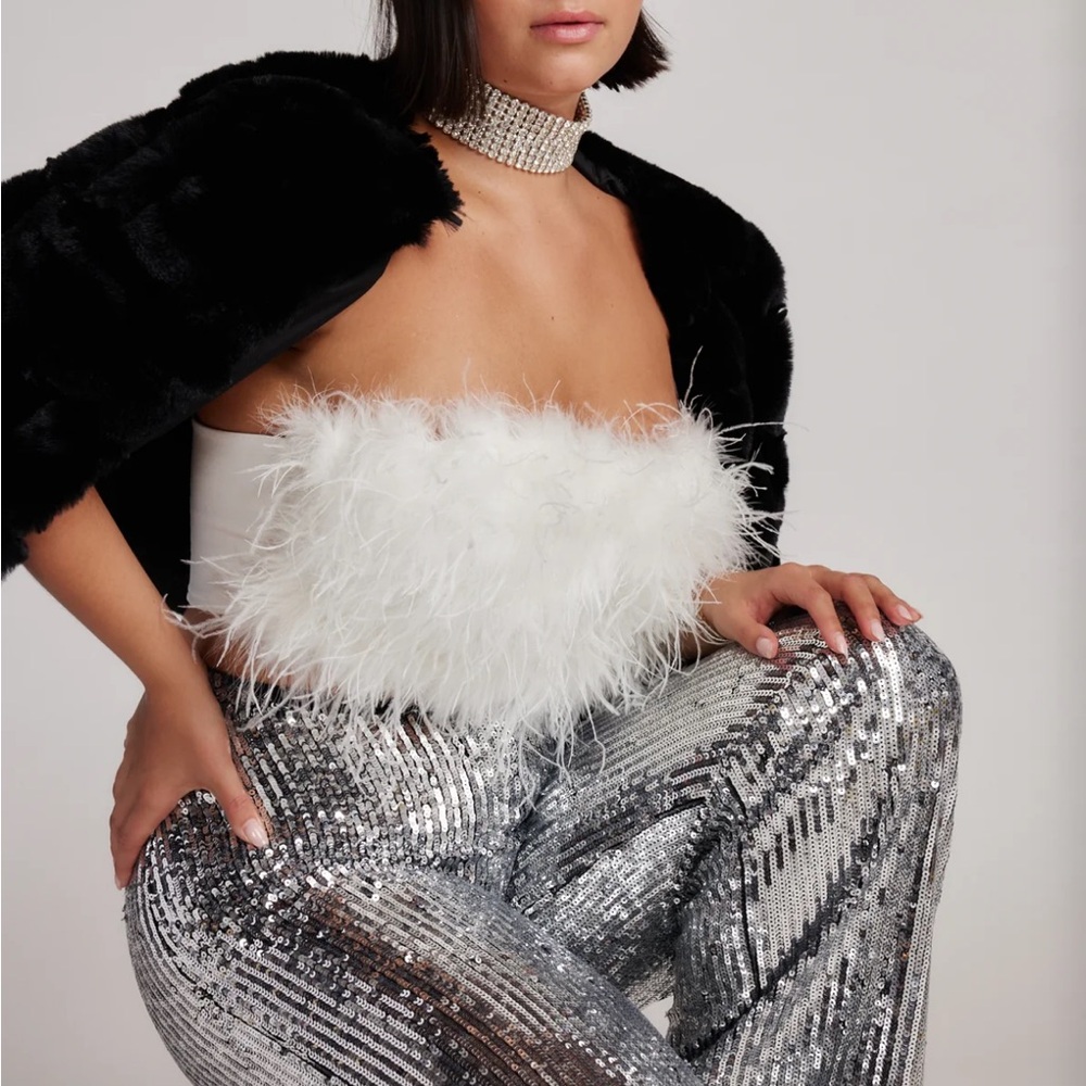 12th Tribe Ivory Feathered Bandeau - Picture 2 of 8